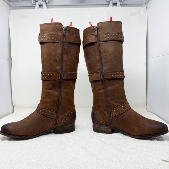 Reba Women’s Brown Studded Knee High Riding Boots Size 9 - Picture 13 of 16